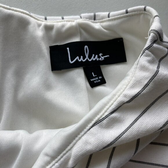 Lulus Black Cream Striped White Short Skirt Skort - Picture 3 of 11